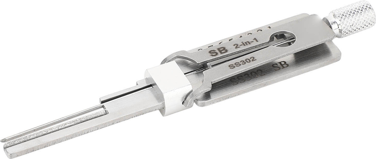 Cocosity Key Decoder 2 in 1 Edelstahl Schlüssel Pick Up Hook Tool Hardware für Reparatur Wartung SB SS302