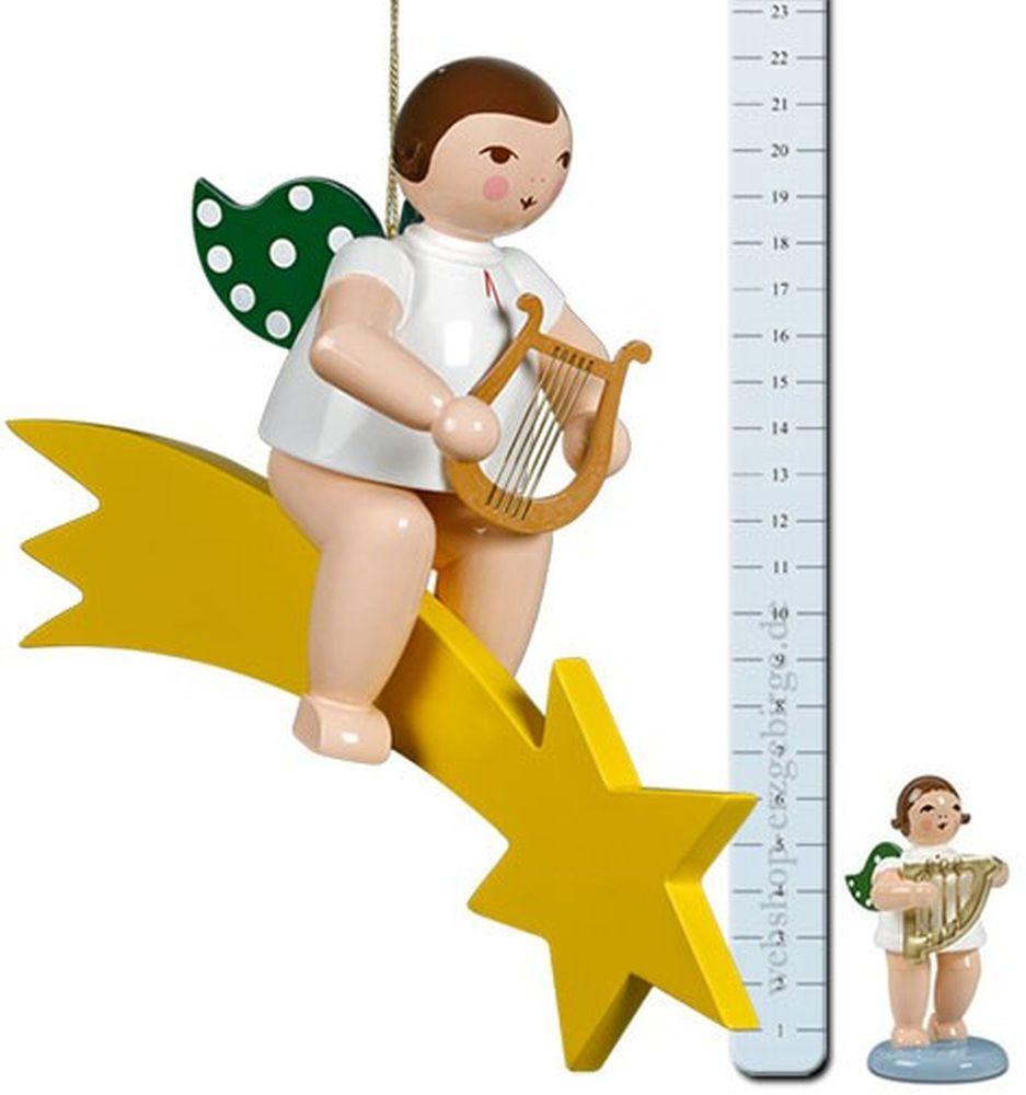 KDE Ellmann Fensterbild Engel auf Schweif mit Krone und Handharfe Höhe 25cm NEU 28960-03