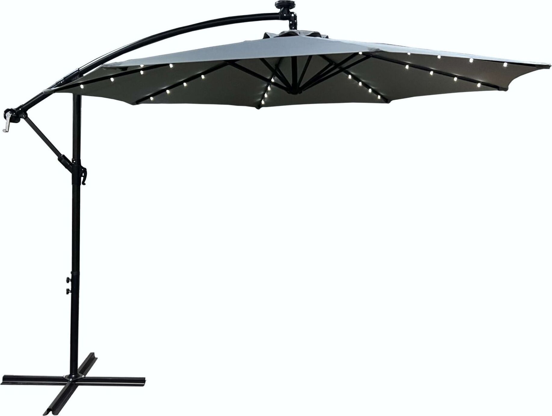 Akord Garten-Sonnenschirm MILIN LED Beleuchtung Hellgrau 12,7 kg L300 x B300 x H245 cm PARAOGROMILINJASSZAR