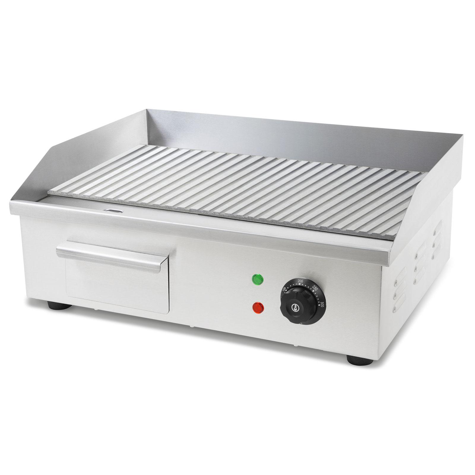 VERTES grilovacia doska grilovacia doska plancha gril elektrický 3000W grilovacia plocha z nerezovej ocele s drážkami 55x35cm, termostat, teplota 50-300°C