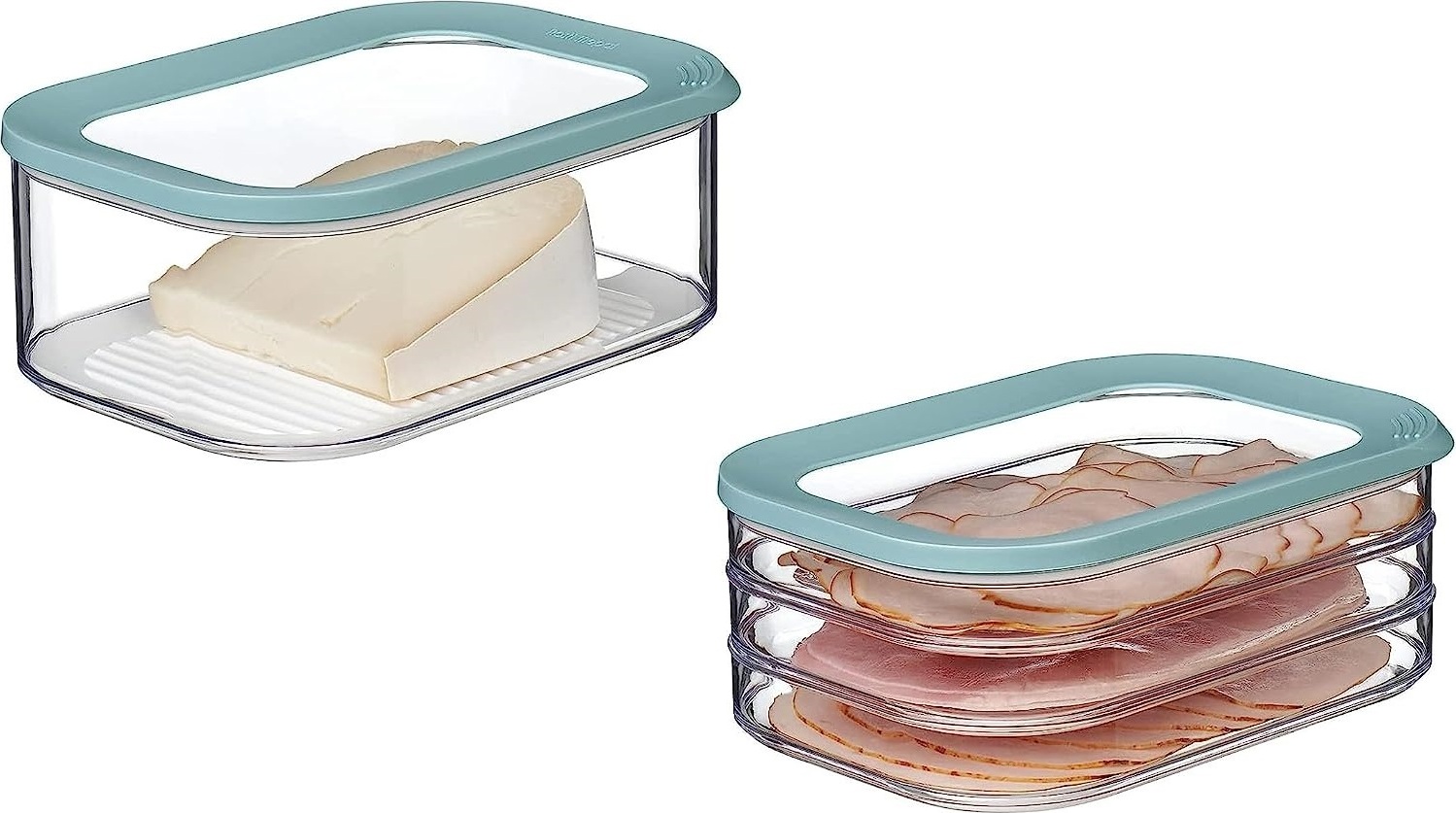 Mepal | Käse- und Wurstdosen-Set Meat and Cheese | Nordic Green | Modula Vorratsdosen | Deckel inkl. Anti-Kondensationseinsatz | Luftdicht & spülmaschinenfest