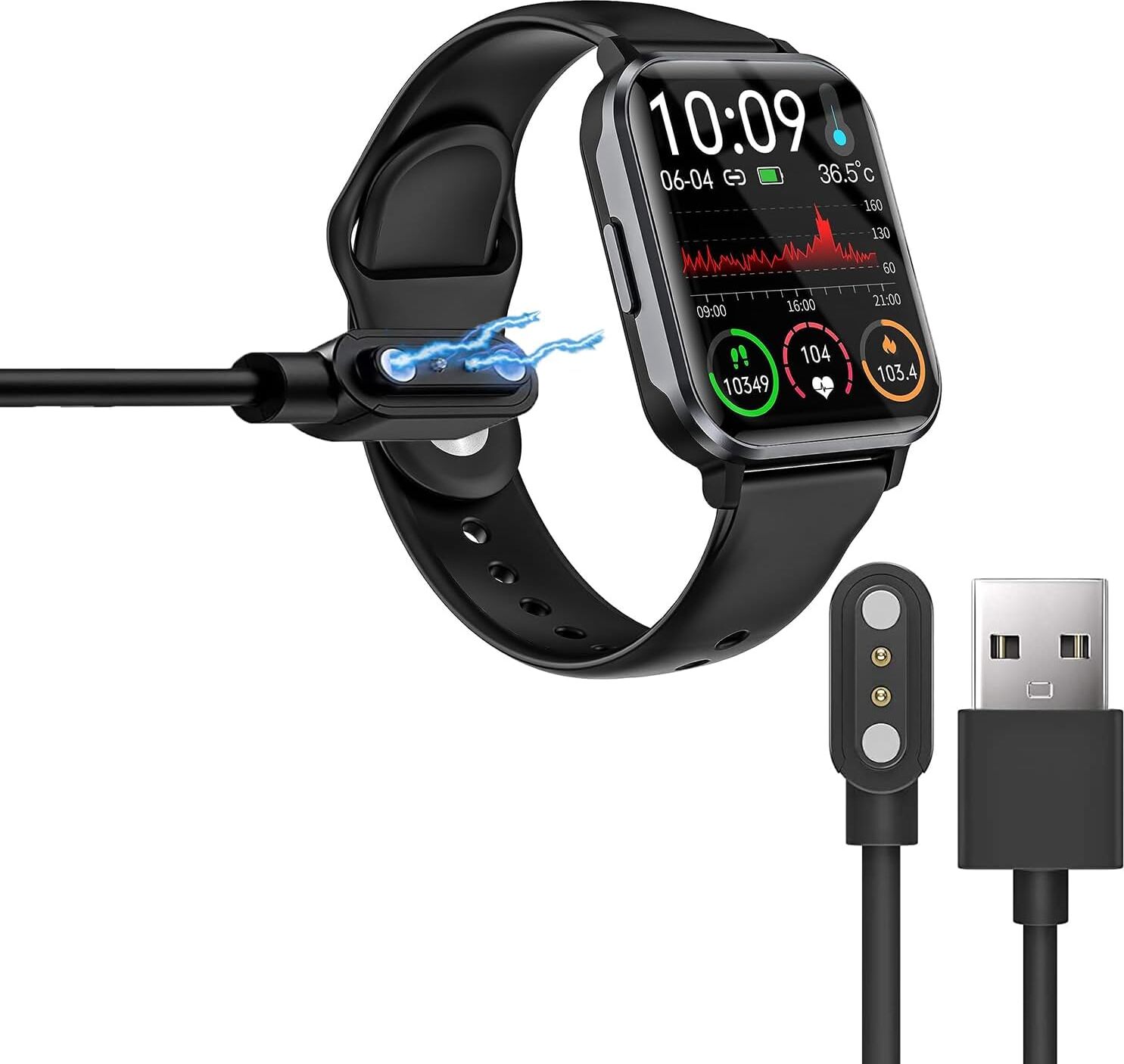Blueshaweu nabíjací kábel kompatibilný s hodinkami Gardien Smartwatch s 1,83 palca NY30, nabíjačka kábla pre hodinky Gardien NY30 Smartwatch