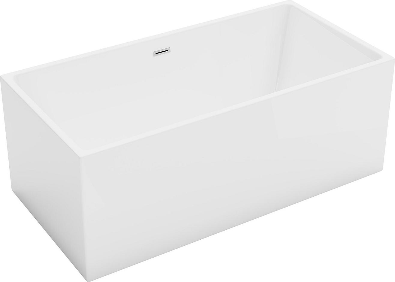 Teilweise freistehende rechteckige Badewanne - 248 l - 170 x 80 x 58 cm - Weiß - Acryl - PIKAIA