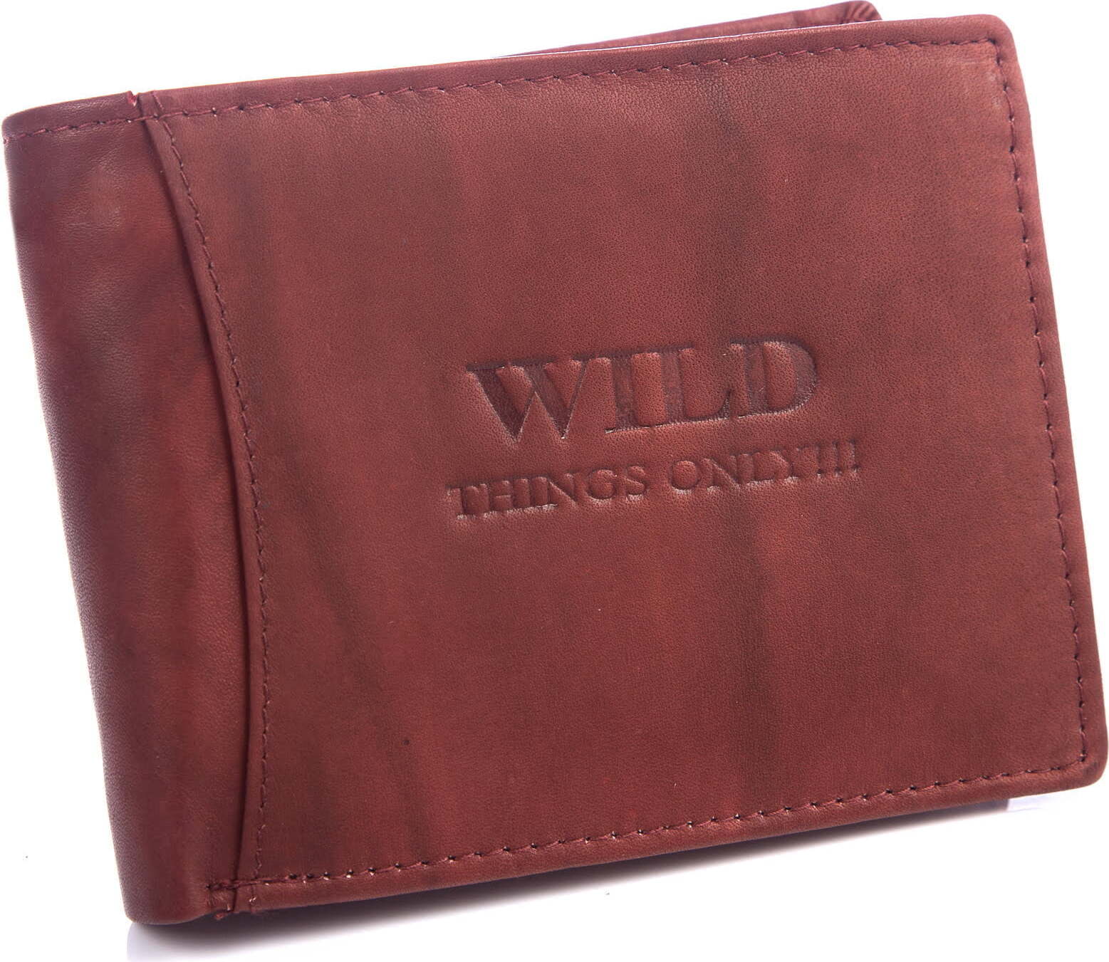 Wild Things Only WILD Herrenportemonnaie klassisches EchtLeder Geldbörse mit Münzfach 7 Kartenfächer, Dunkelbraun