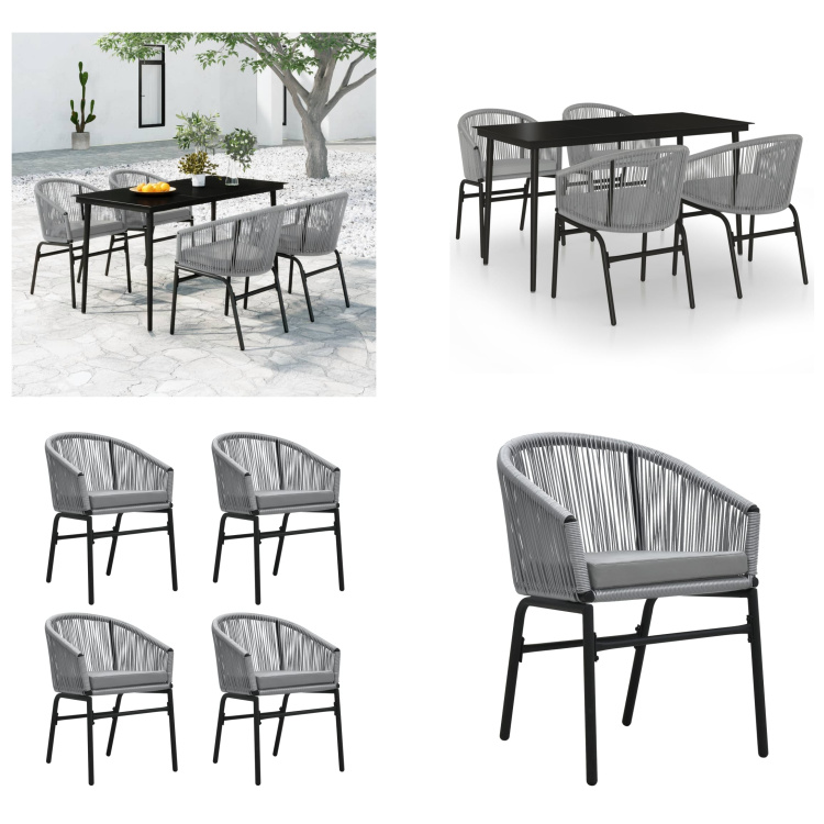 vidaXL 5-dielny záhradný jedálenský set sivý - Záhradný jedálenský set - Záhradné jedálenské sety - Jedálenský set - Jedálenský set na terasu