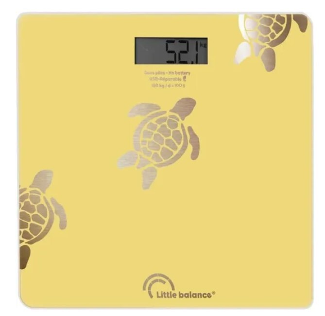 Personenwaage - LITTLE BALANCE - 8731 - Metallische Sand-Schildkröten - USB-reparierbar - 180 kg / 100 g - Gelb