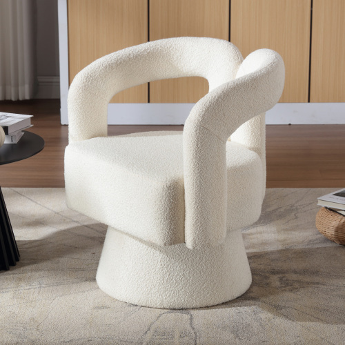 MODFU 360° drehbarer Relaxsessel mit Armlehnen und Rückenlehne, gepolsterter Loungesessel,elastischer Freizeitsessel,Beige