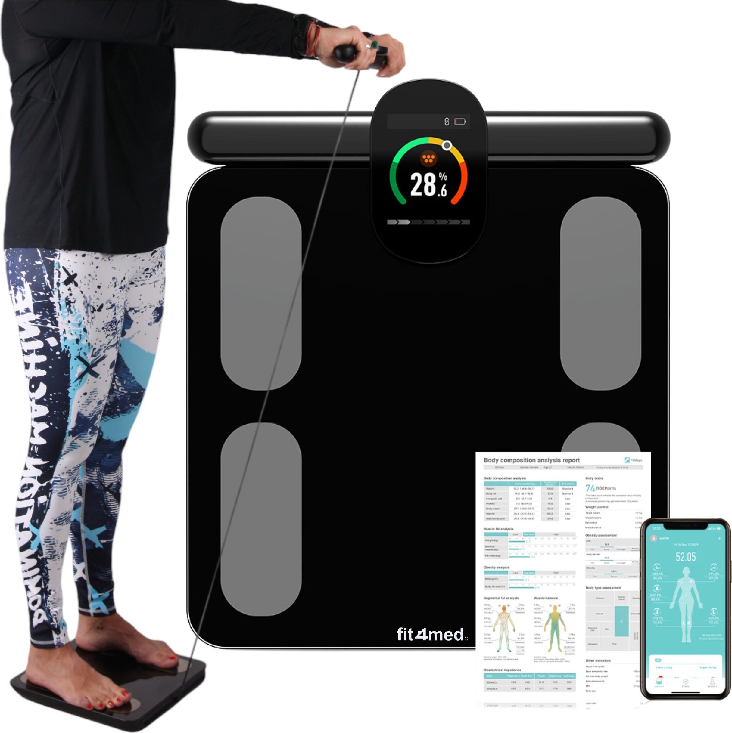 FIT4MED | Körperfettwaage - Schwarz - 31x35x5cm - Bluetooth - Körperzusammensetzung