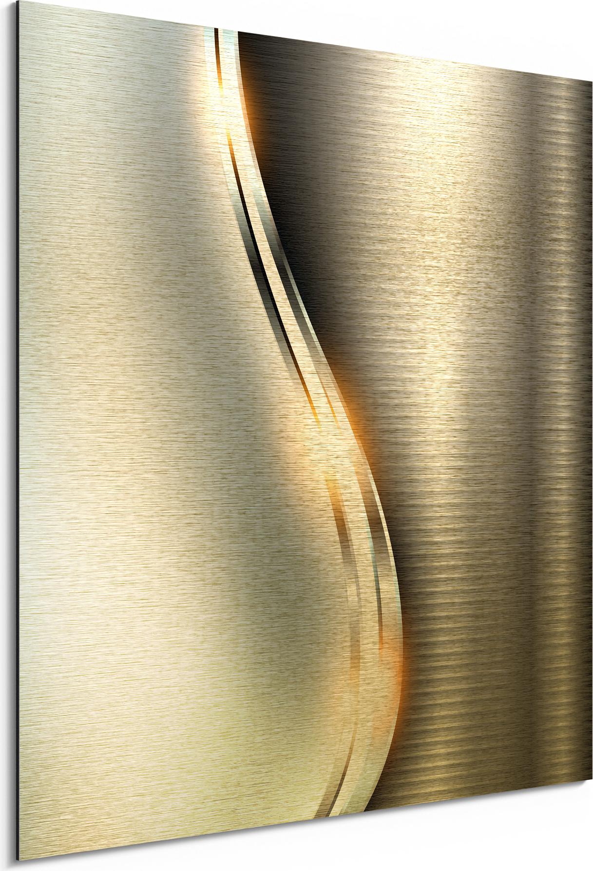 DEQORI Alu-Dibond Bild Gold 30x30 cm 'Elegantes Vektordesign' Wandbild Metall dünn Design AD-30-30-G-1196-UV