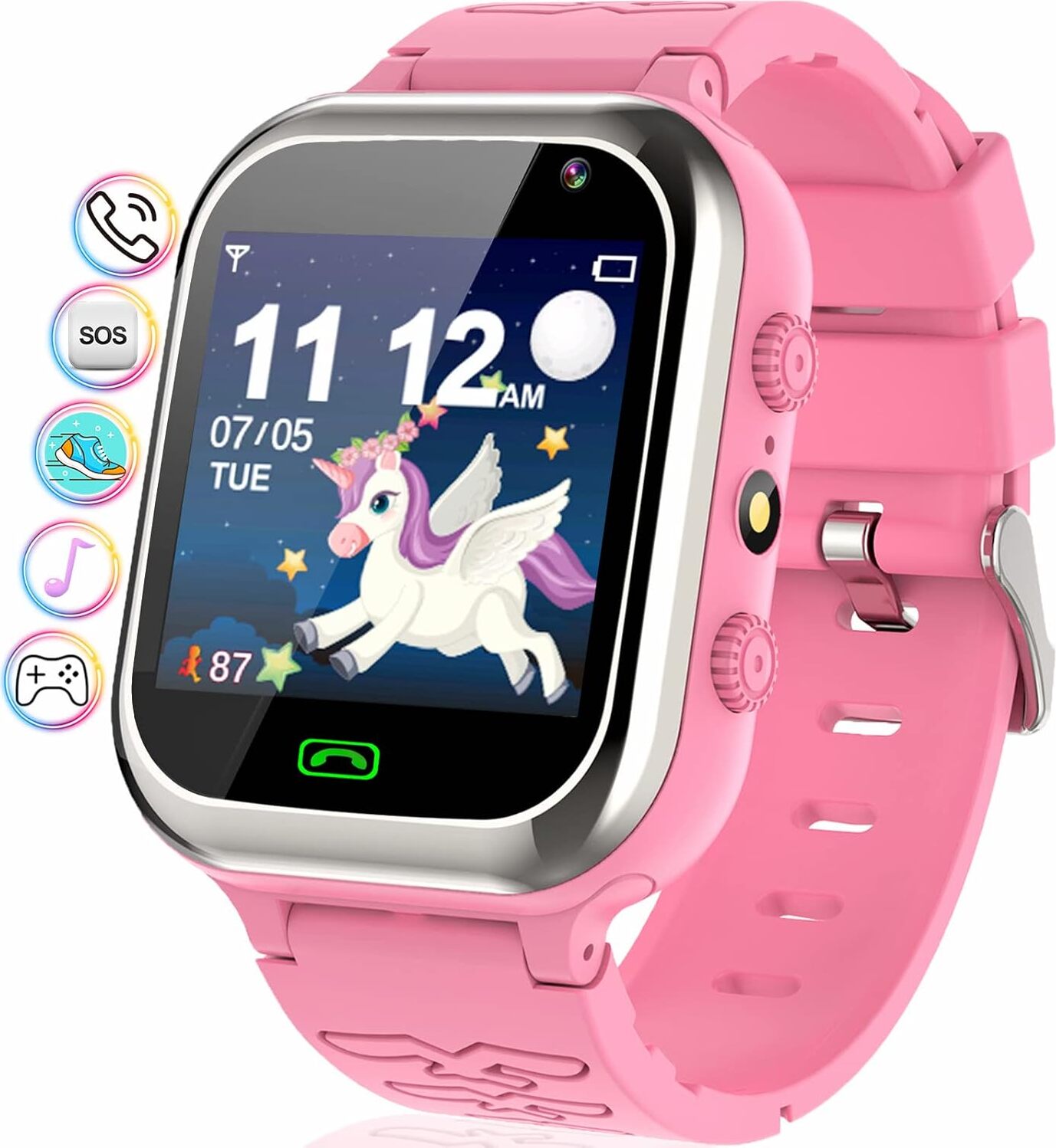 Smartwatch Kids - Smartwatch pre deti telefón pre dievčatá chlapcov s volaním, SOS, 26 hier, krokomer, hudba, fotoaparát, budík, školský režim