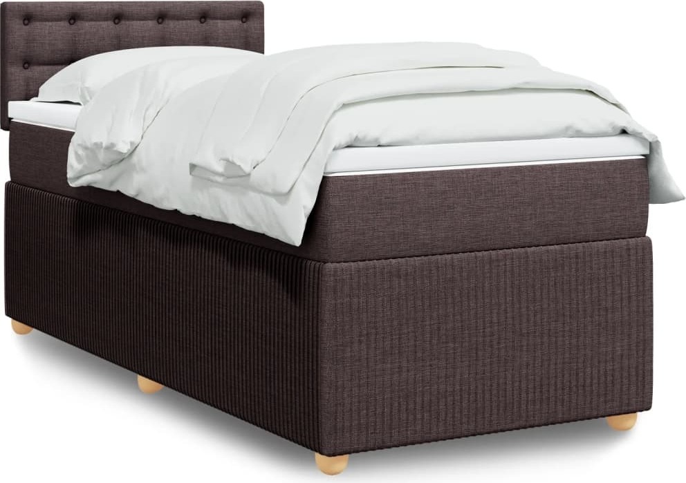 Prolenta Maison Exclusive - Boxspringbett mit Matratze Dunkelbraun 90x190 cm Stoff PP25-KF-3289628-1997
