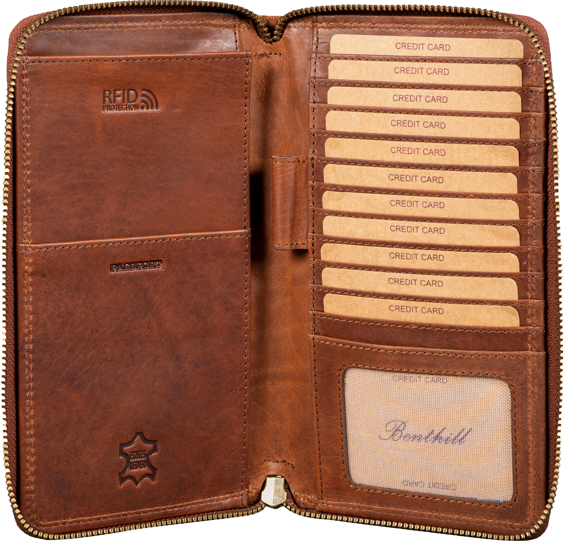 Benthill Reisebrieftasche aus echtem Leder - Travel Wallet / Dokumententasche - Organizer - RFID Große Echt-Leder Geldbörse 1276