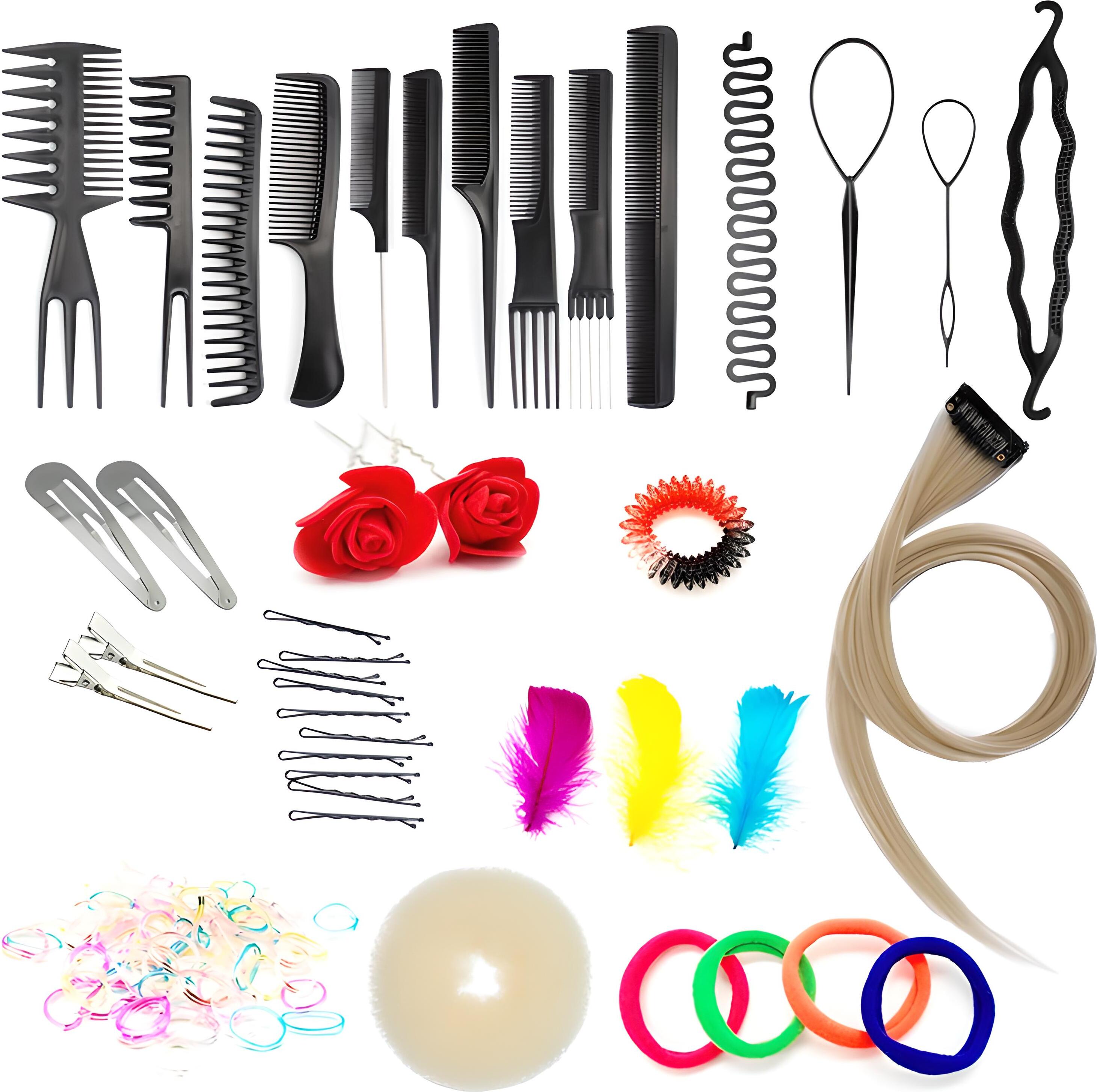 Sonstige Haarstyling Set Haargummis Spangen Klammern Zubehör Kamm