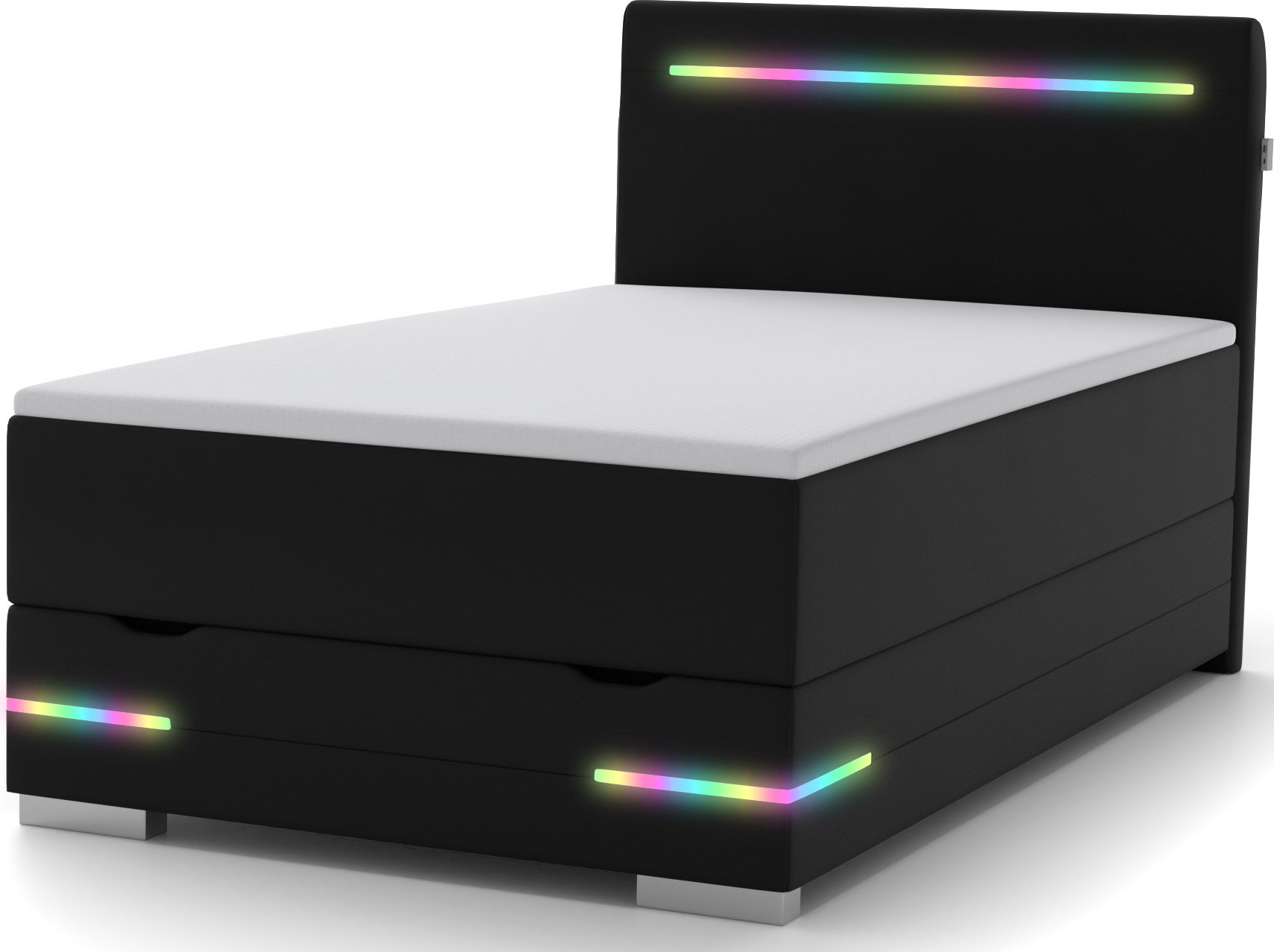 Boxspringbett 140x200 Mit Bettkasten Und Led Texas Boxspringbett 140x200 mit Bettkasten, LED Beleuchtung