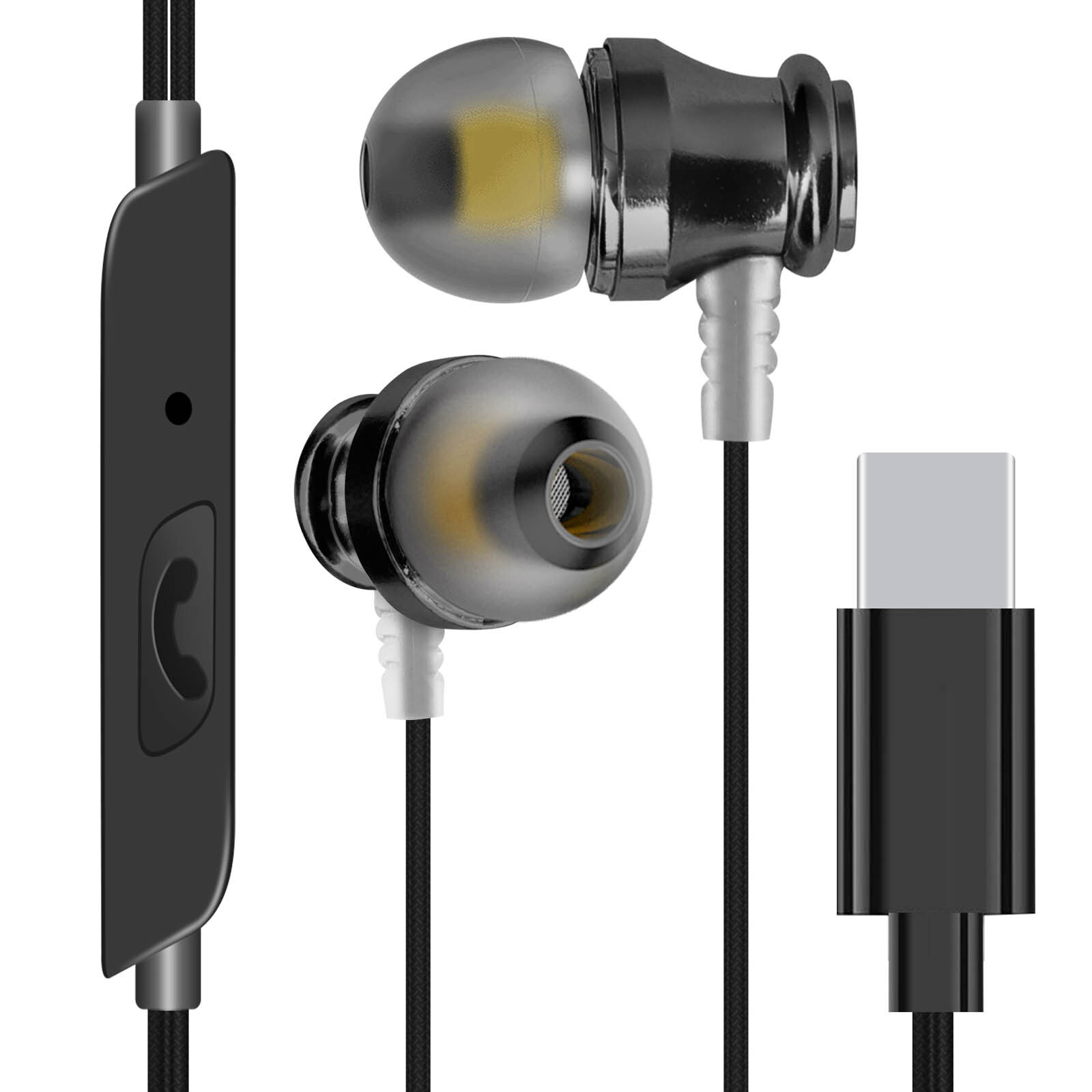 Slúchadlá do uší USB-C s mikrofónom a ovládacími tlačidlami LinQ Black