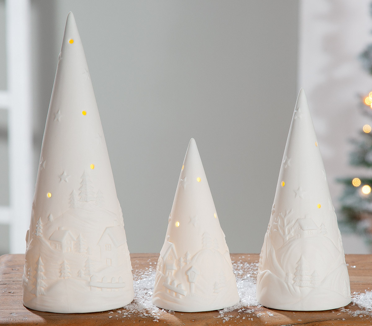 Gilde LED Baum "Landschaft" Porzellan weiß 26521