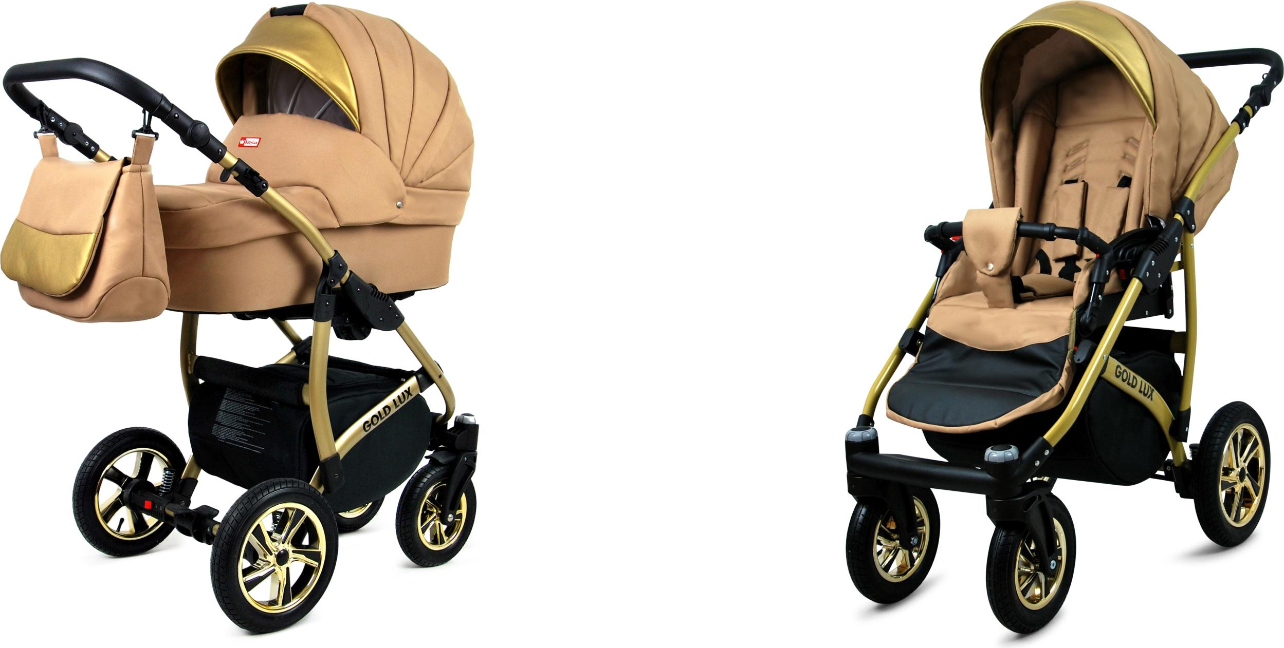 BabyLux Gold Lux | 2in1 Kinderwagen Set | Sand Pearl | Kombikinderwagen | Kinderwagenset | Bugg