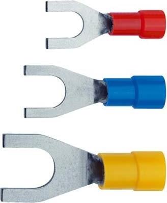 KLAUKE 100 Stück Quetschkabelschuh n. DIN Gabelform M6 4-6qmm isoliert 650C6