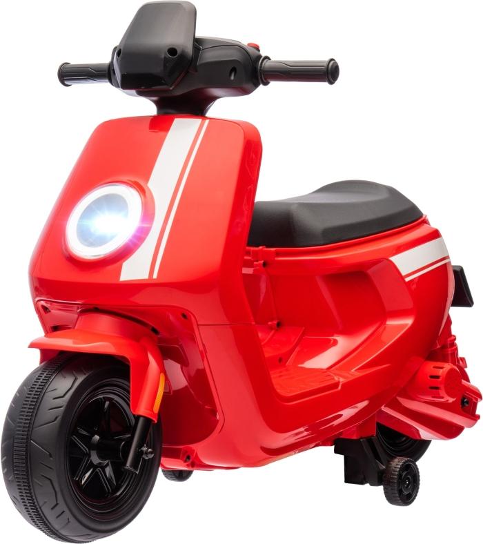 Fortuna Lai Gmbh Fortuna Lai 6V Elektro-Motorrad für Kinder, mit Scheinwerfer und Musik, Vor- und Rückwärtsgang, Trainingsräder, 18-36 Monate, Rot