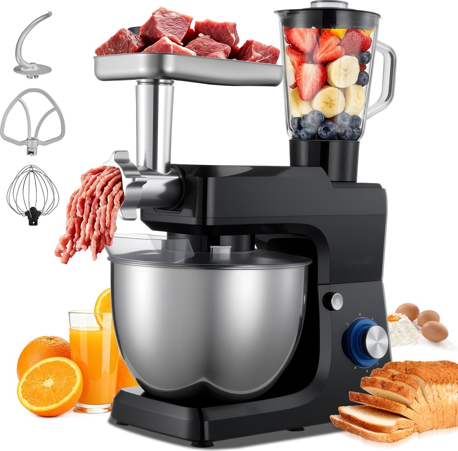StarTech Küchenmaschine - Knetmaschine mit Mixeraufsatz - Leistung 1500 W - Edelstahlschüssel 7,8 L - Mixbecher 1,5 L - Geschwindigkeiten 6 + Pulse - Zubehör: Knethaken, Schneebesen, Rührbesen DGNTMSJBJ8LWC6UNU001V2