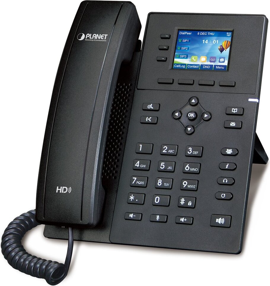 PLANET VIP-1140PT, IP-Telefon, Schwarz, Tisch/Wand, 1000 Eintragungen, LCD, 6,1 cm (2.4")