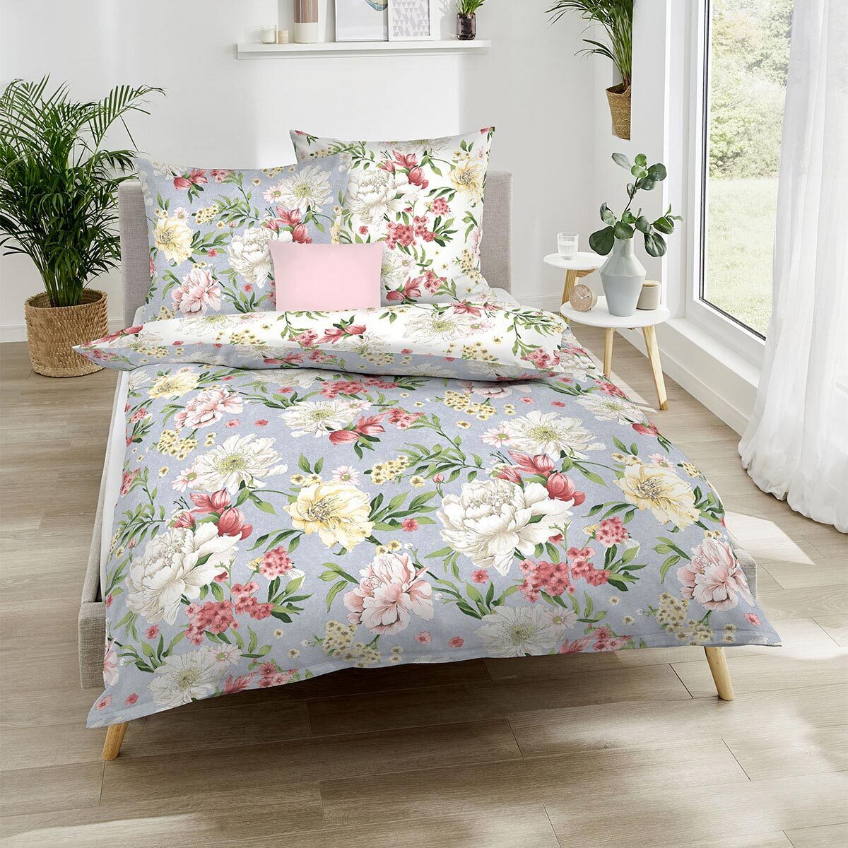 Kaeppel Mako-Satin Bettwäsche Flirtation taube 135x200 cm + 80x80 cm