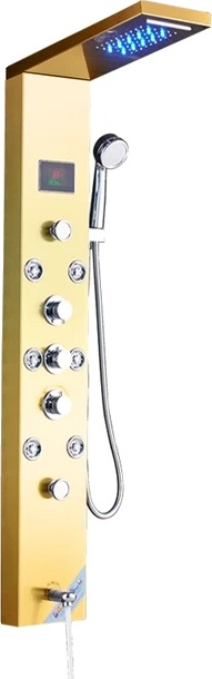 OEM Duschpaneel, LED-Licht, Massagestrahl, 8009 Goldene 869