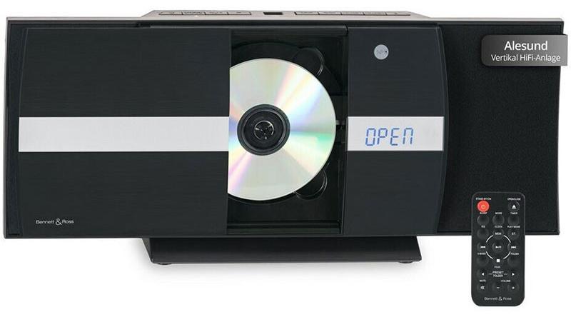 Bauhaus Bennett & Ross Ålesund Vertikale Stereoanlage mit CD/MP3, USB und Bluetooth, Schwarz