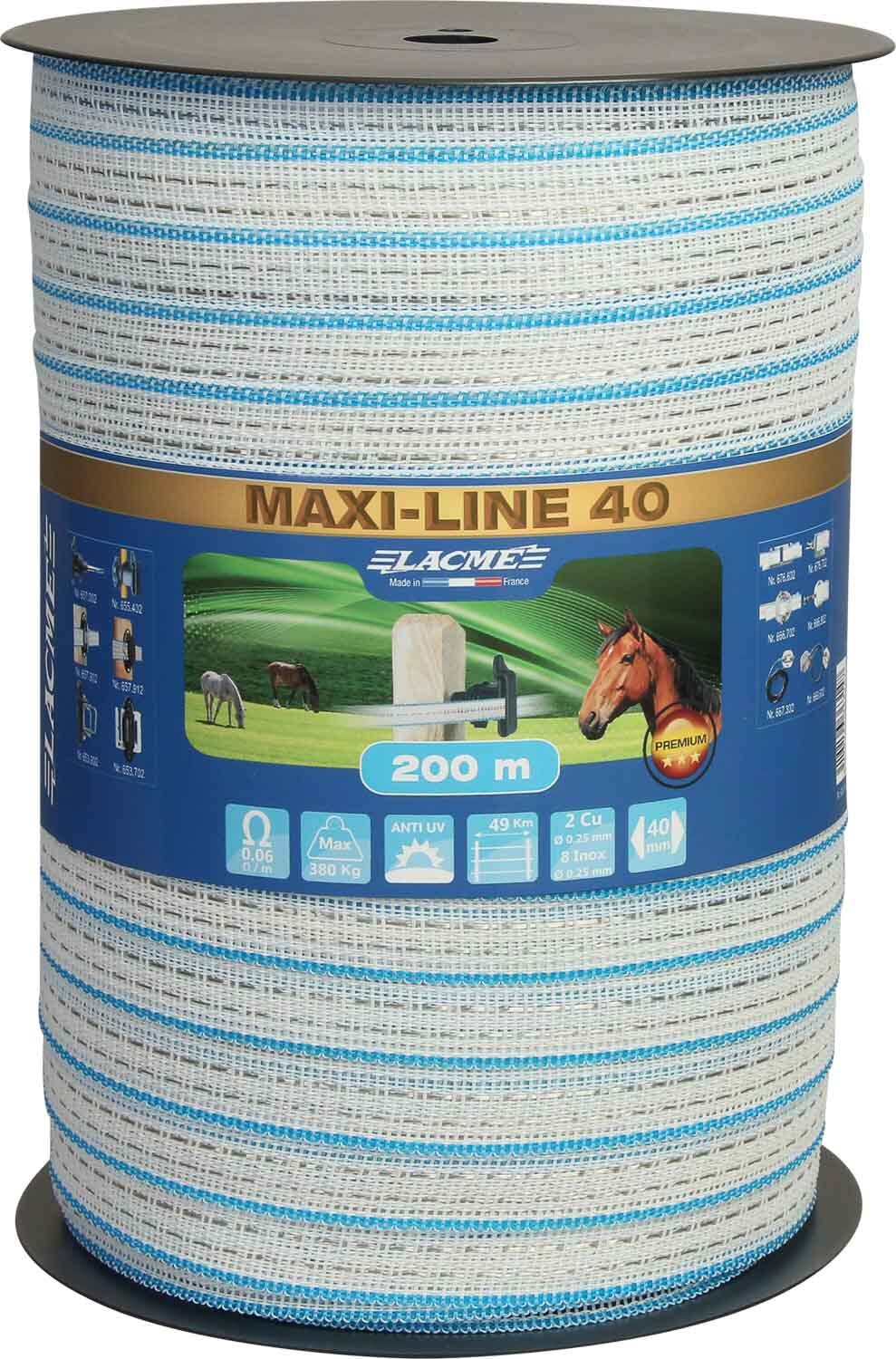 Lacmé Lacme Weidezaunband, MAXI LINE 40 , Weiß, 200m, 0,06 Ohm/m - 636300