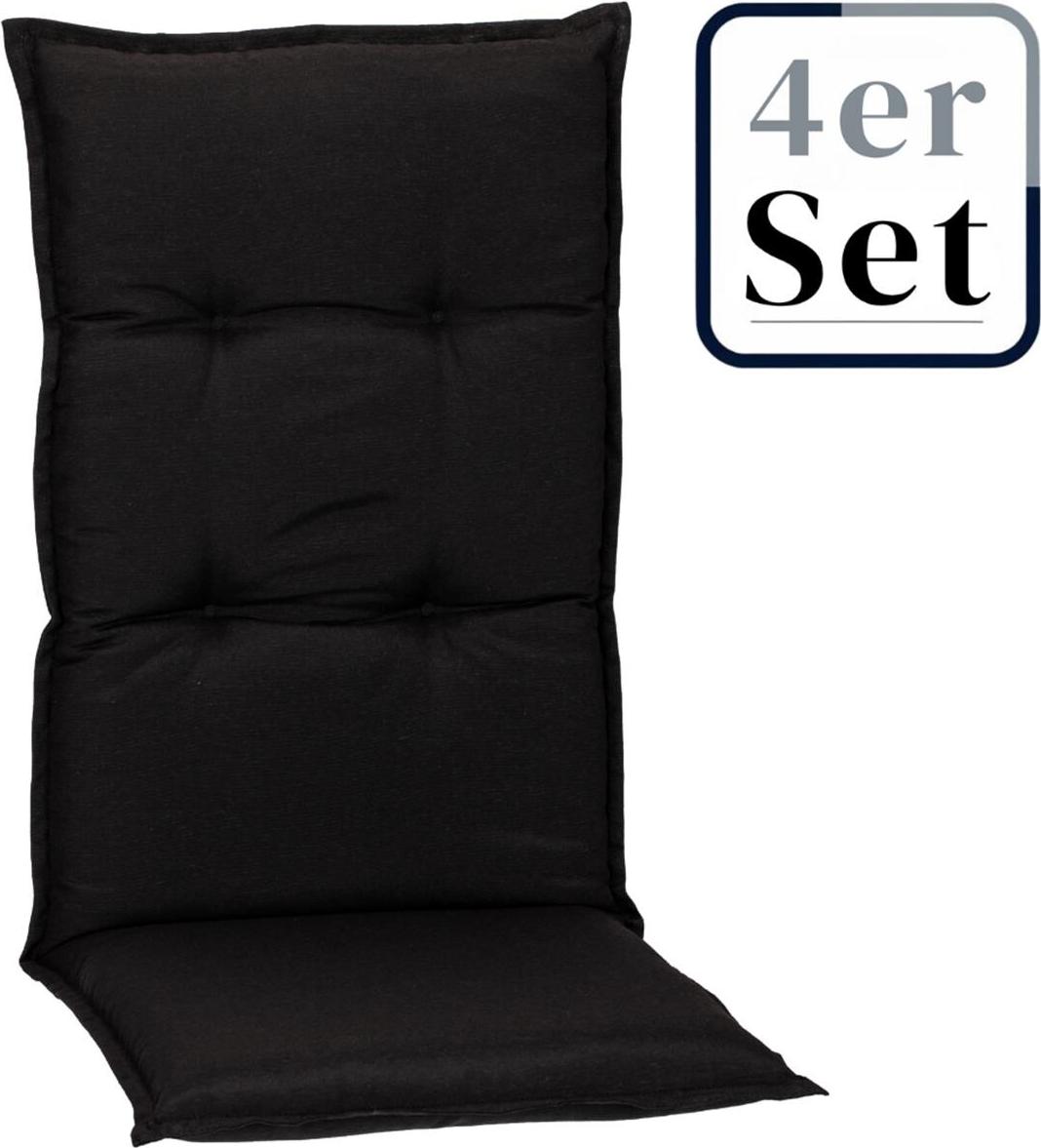 Green Spirit 4er Set Hochlehner Auflage Trabzon, Motiv - Uni, anthrazit, 118x46x8cm