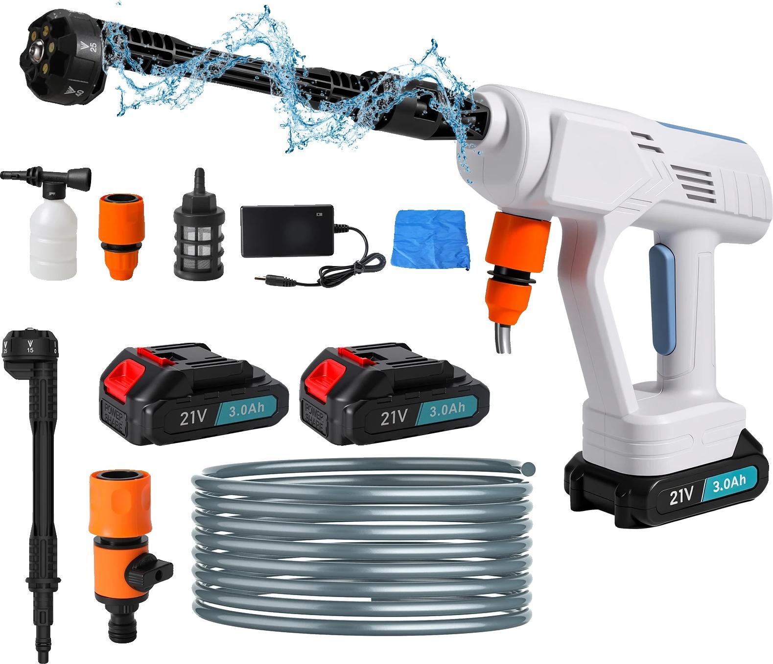 Vysokotlakový čistič, bezdrôtová prevádzka, nastaviteľná tryska, s 2× batériou