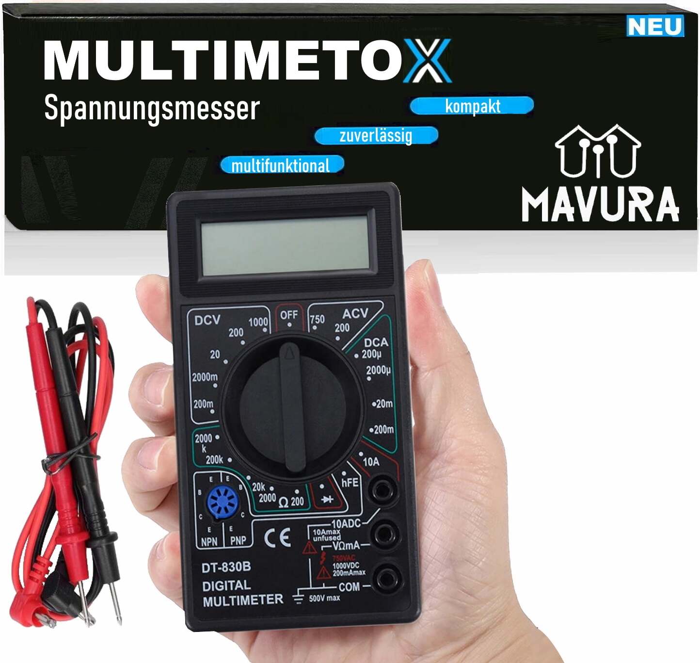 MAVURA MULTIMETOX Digital Multimeter Volt Tester Spannungsmesser Spannungstester Strom A125