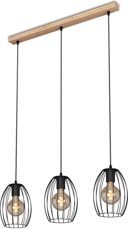 Pendelleuchte Hängelampe BRILONER LEUCHTEN WAKTU, 60 W, IP20, schwarz, Metall-Holz, exkl. 3x E27, 70 x 17,5 x 109,5 cm 4039-035