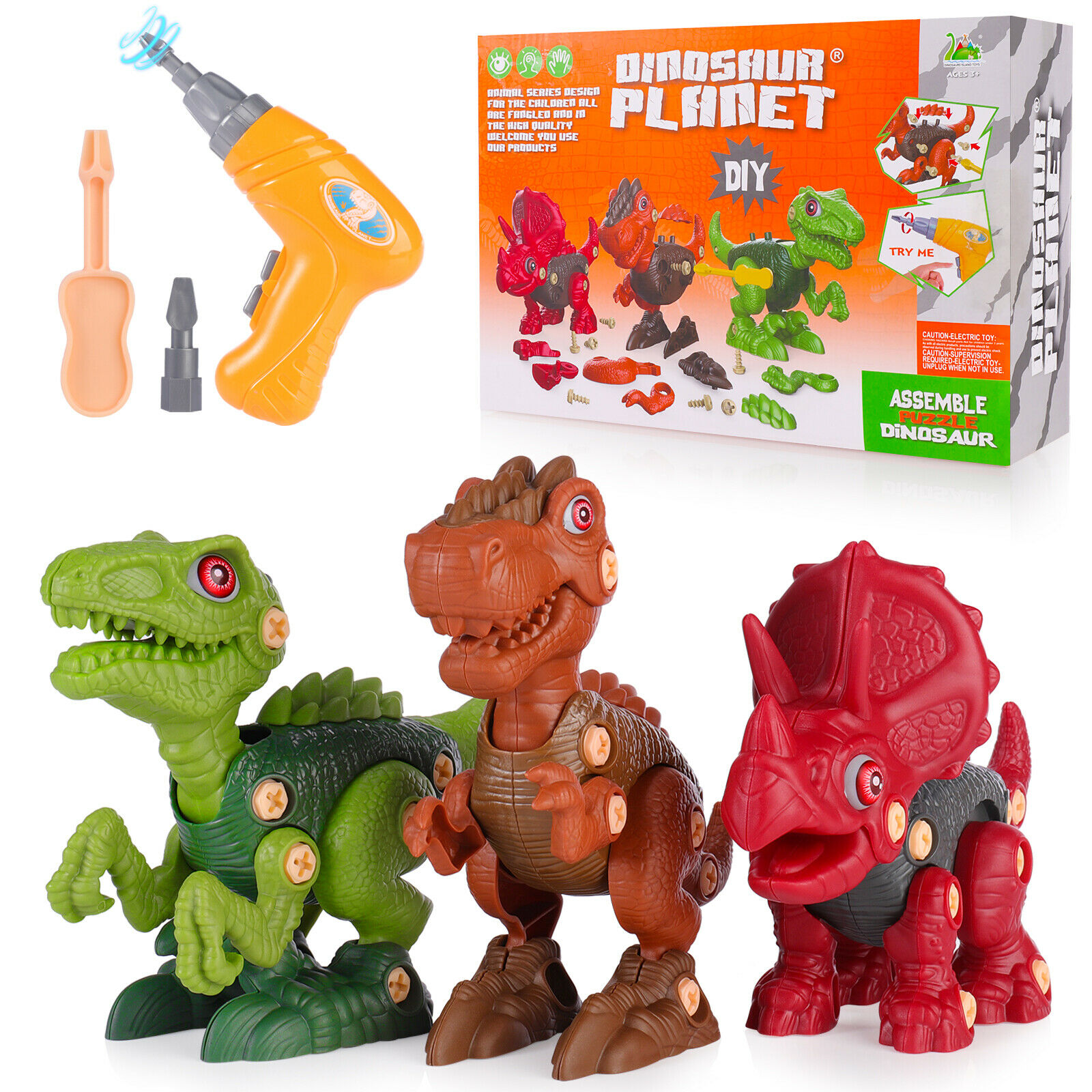DIY Baustelle Spielzeug Dinosaurier Montage Spielzeug mit Bohrmaschine Kinder 