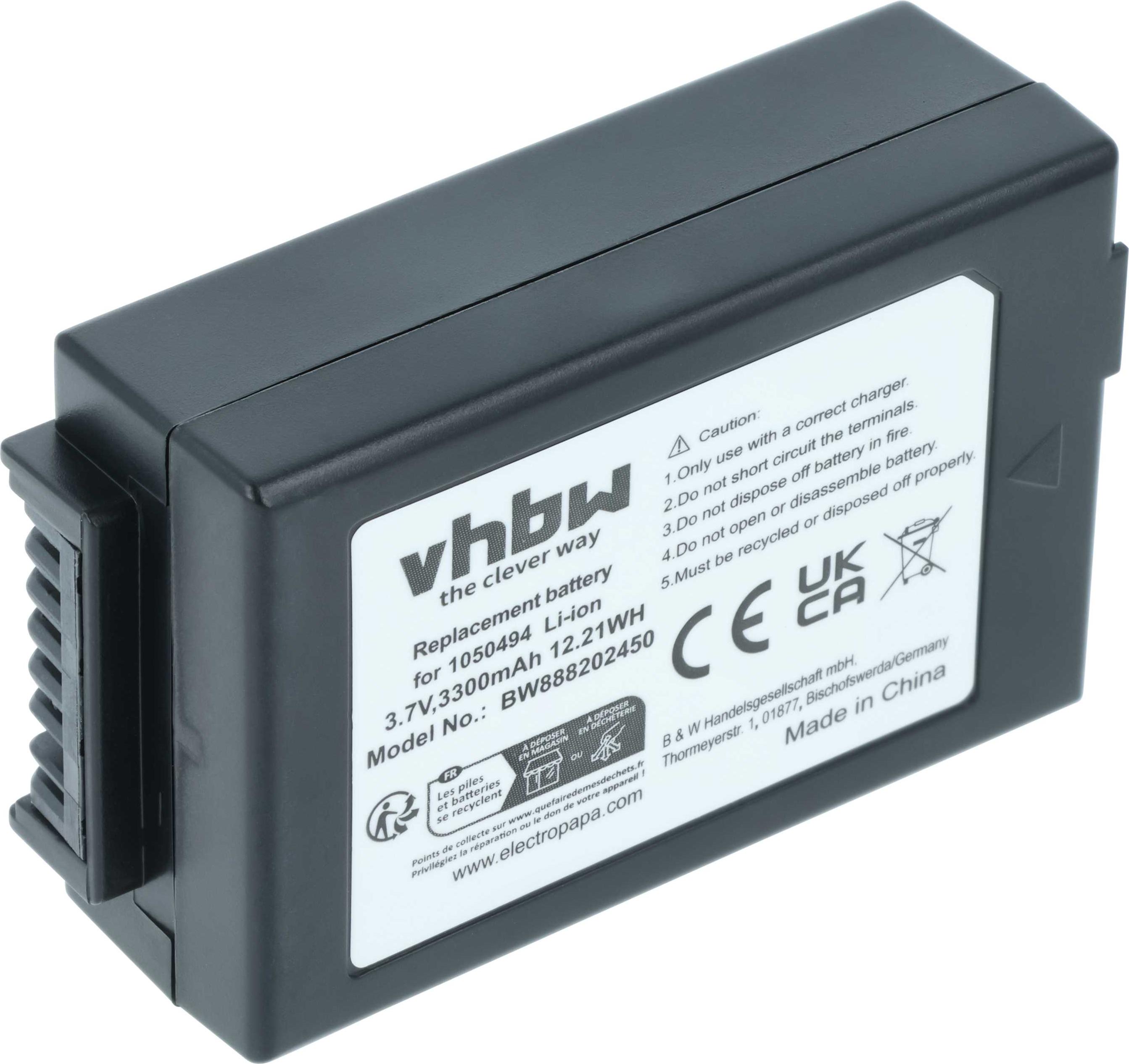 vhbw Akku kompatibel mit TEKLOGIX G2 G1, 7525, 7525C, 7527 Handheld Computer Scanner (3300 mAh, 3,7 V, Li-Ion) 170088794-7