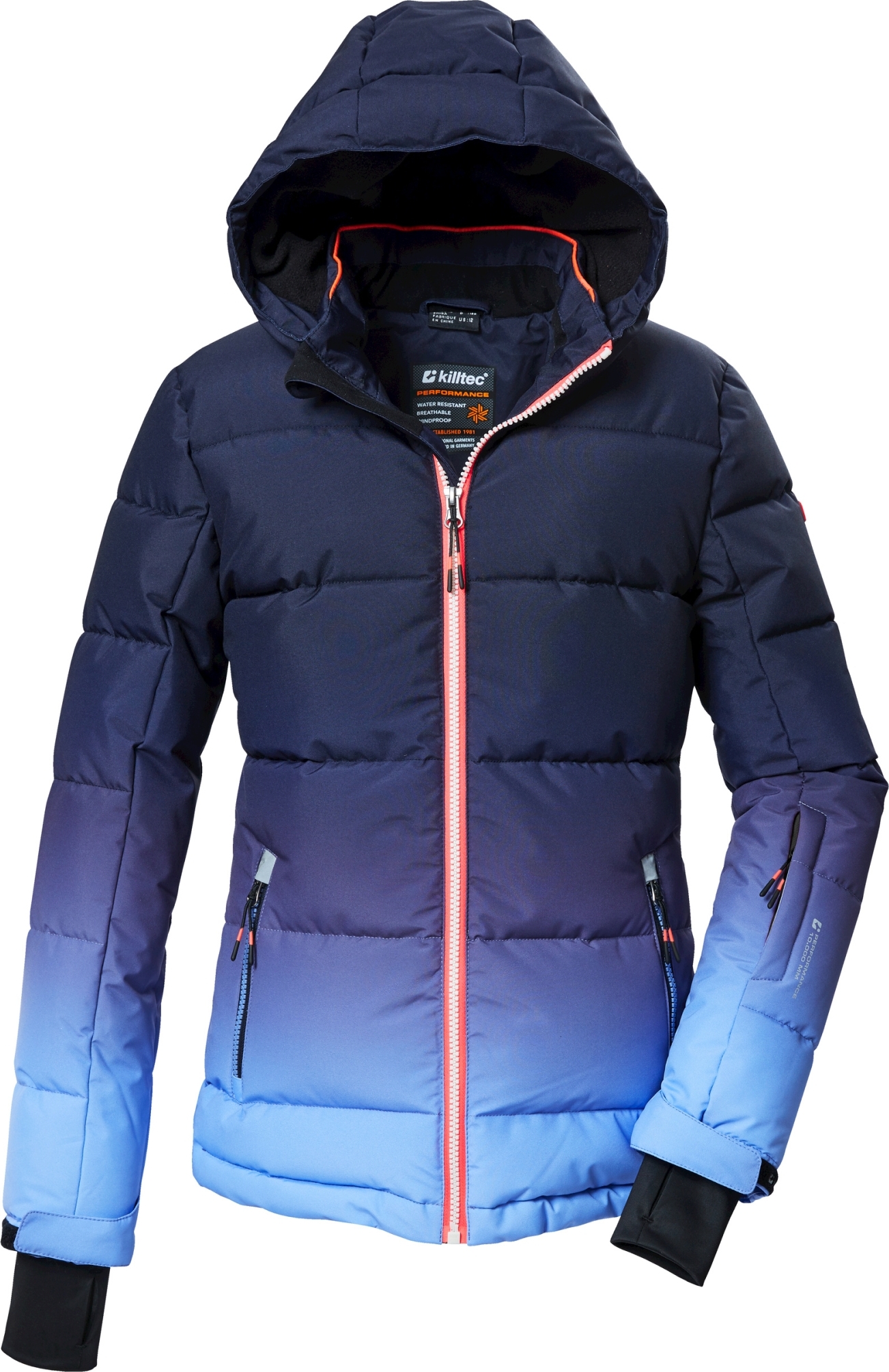 killtec meisjes Ski-jas/functionele jas met capuchon en sneeuwvanger KSW 173 GRLS SKI JCKT, white, 116, 38778-000