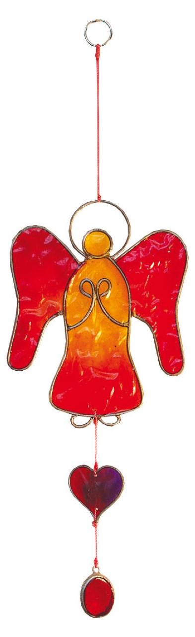 Saraswati GBR Suncatcher "Engel" Fiberglas rot 8x22cm