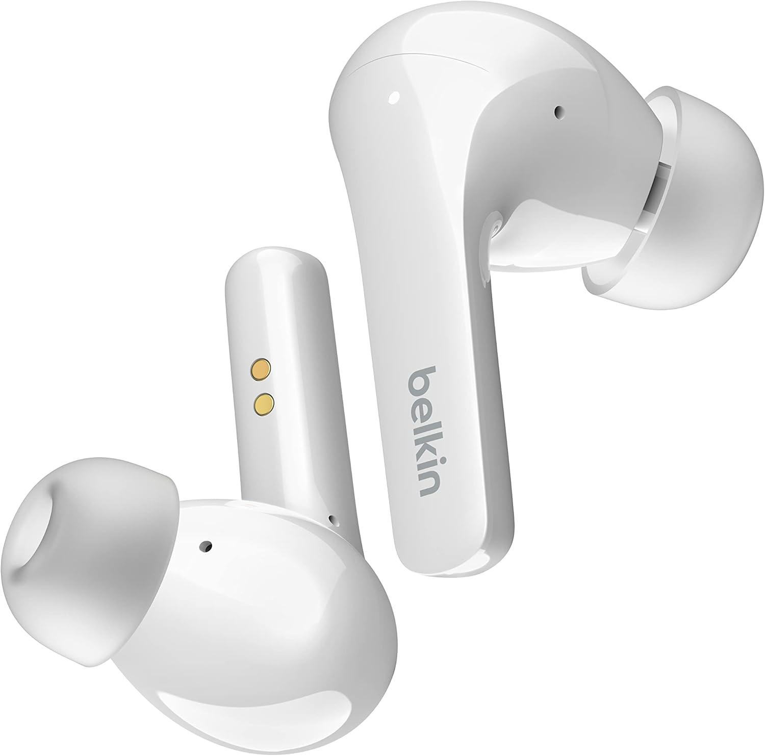Belkin SOUNDFORM Flow True Wireless Noise-Cancelling-Kopfhörer, Bluetooth, spritzwassergeschützt, Schutzart IPX5, 31 Std. Betrieb, für iPhone, Galaxy, Pixel