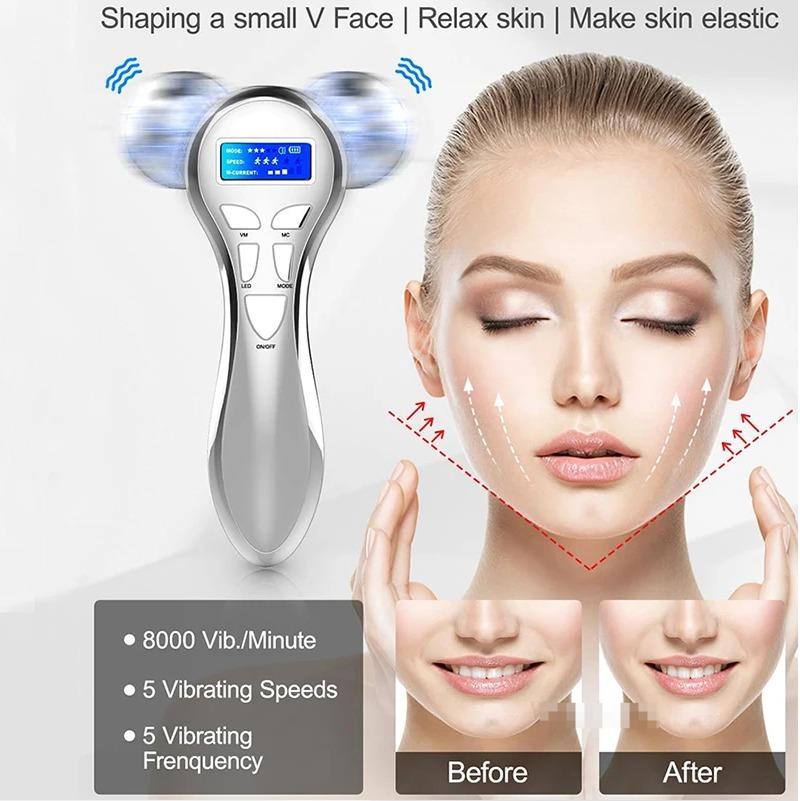 Exlene Elektrisches Gesichts-Schönheitsgerät Mikro-Strom-Gesichts-Lifting-Roller-Massagegerät EMS Hautstraffungsgerät V-Gesichts-Schönheitsgerät