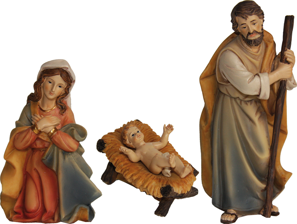 FADEDA Sacra Famiglia Orientale Per Presepe: 4 Statuine In Ghisa Dipinte A Mano, Altezza 15 Cm - Effetto Legno, Decorazione Natalizia