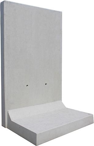 hohe Sichtbetonklasse, rundum schalungsglatt - perfektes Handling dank Einpunkt-Aufhängevorrichtung Winkelstütze Sichtbeton grau 100 cm x 8 cm x 205 cm Fußtiefe = 96,3 cm Diephaus