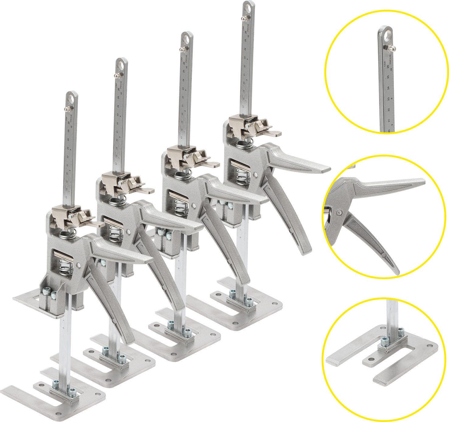 Hengda 4x Handwerkzeugheber Gipskartonplatten Hebevorrichtung Schrankheber Bis 150Kg, Einstellbar 0cm-23cm RL-HG10574-4-HD
