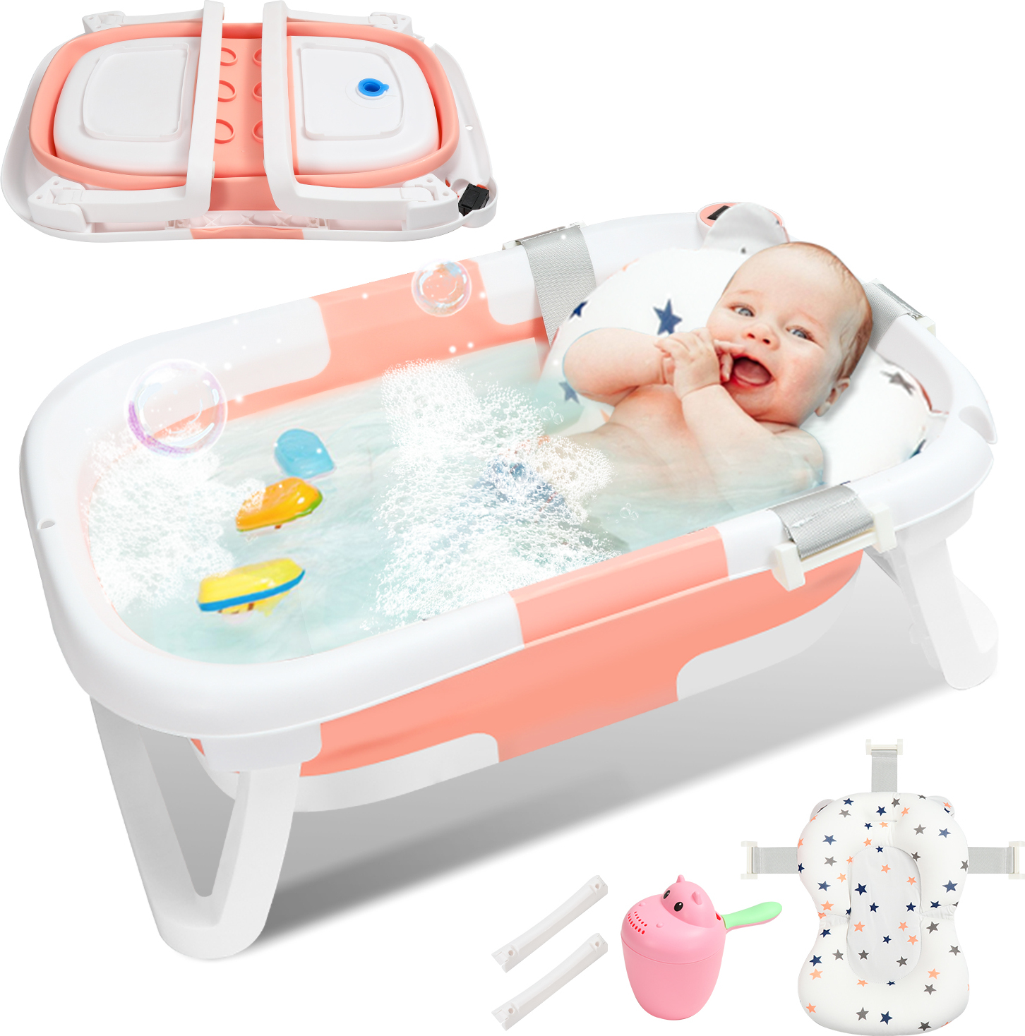 Jopassy Baby Badewanne Babywanne Kinder Faltbare klappbar Baden Sicher 3 in 1 RL-BB9301-1-BD
