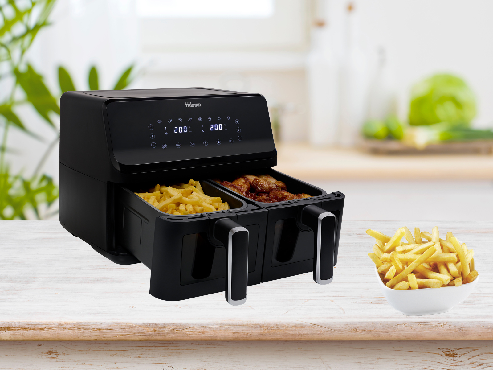 Tristar Haushaltsgeräte Tristar FR-9040 Doppel-Heißluftfritteuse 2x4 l