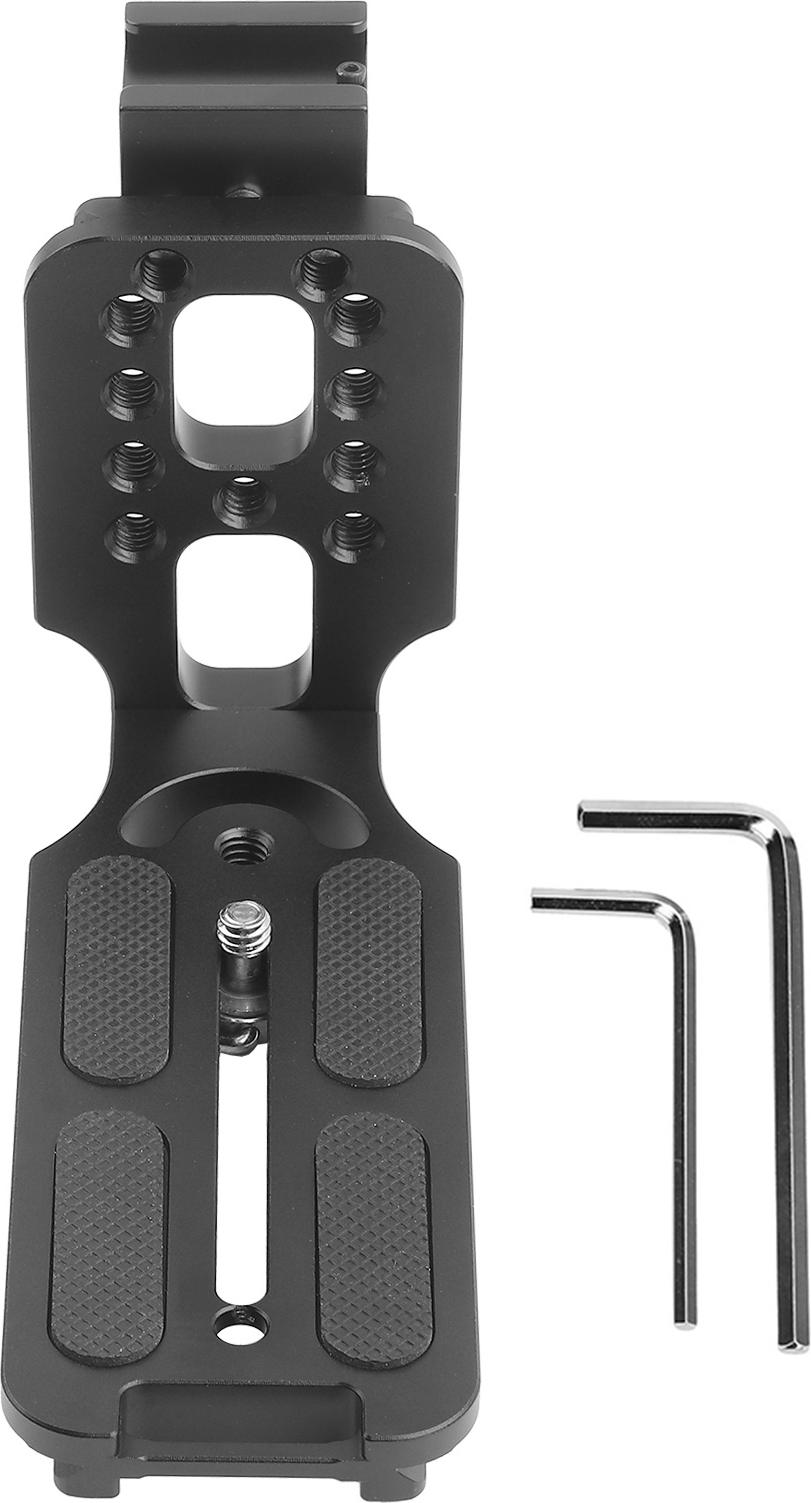 Gistuch Universelle L-förmige Schnellwechselplatte aus Metall mit Blitzschuhhalterung für hydraulische Kugelkopf-Spiegelreflexkamera (schwarz)