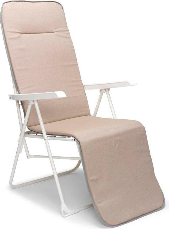 Natur24 Liege Chiemsee Stahl Polstermaterial Weiß Beige 75 x 58 x 108 cm 34306822
