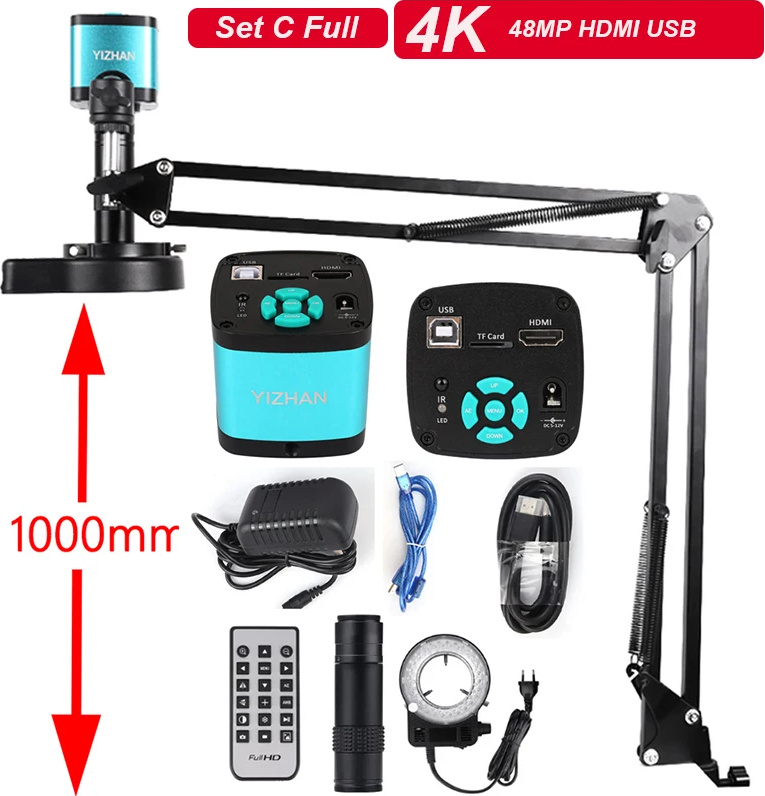 Digitálny mikroskop, rozlíšenie 48MP, pripojenie HDMI a USB , sada C Kompletné sady 48MP