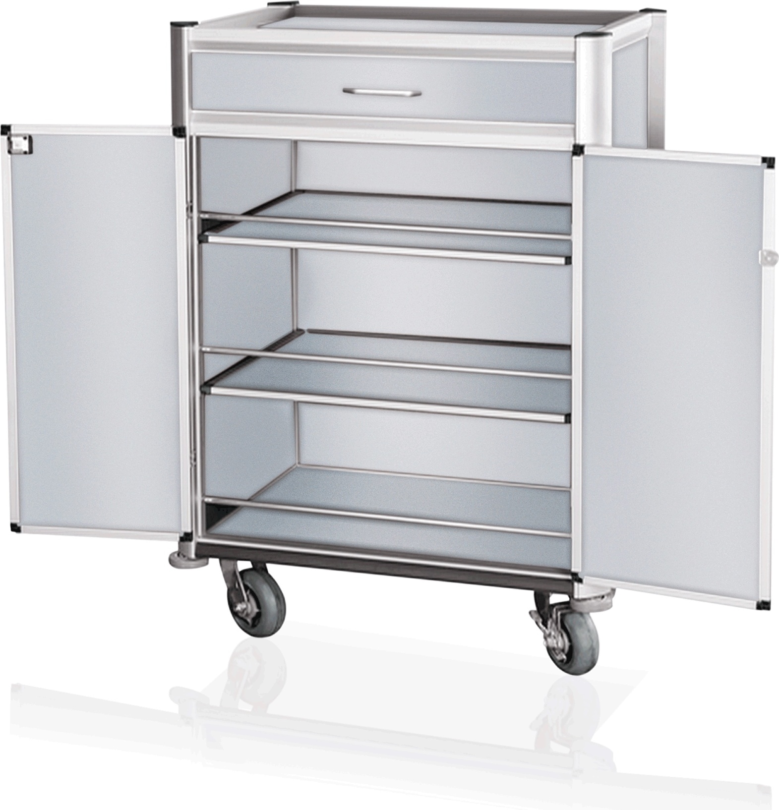 Wasa Minibarversorgungswagen silber Aluminium, Aluoptik, 4 Rollen, 84 x 60 x 135 cm 4448001