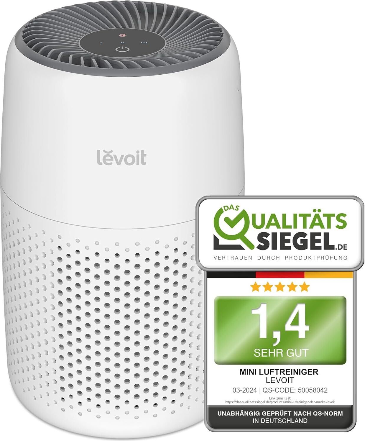 Čistička vzduchu pre alergikov s aromaterapiou, HEPA filter proti plesniam, prachu a zvieracím chlpom až do 0,3 µm pre spálne, úspora energie 7 W