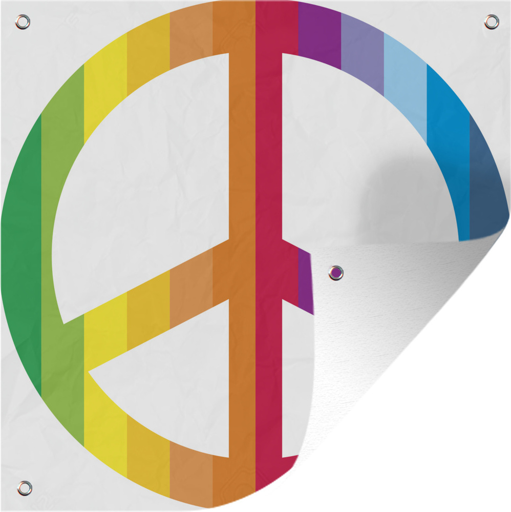 MuchoWow® 50x50 cm Outdoor-Poster Gartendeko Sichtschutz Garten Poster für den Garten Flower-Power-Friedenszeichen 133|17313207